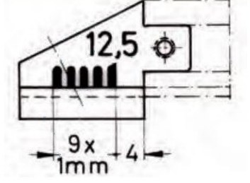 Nicht entfernbare Höhenbezeichnung 12,5 mm am Endnocken